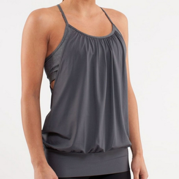 lululemon athletica Tops - Lululemon No Limits Grey Tank with Built In Bra 8